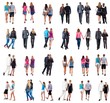 © ghoststone - Collection 'Back view of walking  young couple'.  Rear view people collection.  backside view of person.  Isolated over white background. young couples in official and street clothes moved