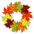 cartoon autumn leaf vector wreath