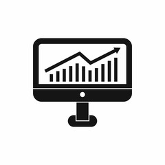 Poster - Growth graph on the computer monitor icon in simple style on a white background vector illustration