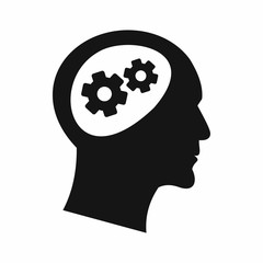 Poster - Gear in head icon in simple style on a white background vector illustration