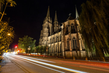 Canvas Print - elisbethen church marburg germany at night