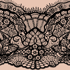 Vector Abstract seamless pattern with lace leaves and flowers pattern