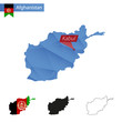 Afghanistan blue Low Poly map with capital Kabul.