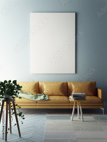 Fotografia, Obraz Mock up poster, interior composition, 3d illustration