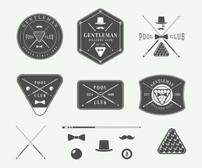 Wall Mural - Set of vintage billiard labels, emblems and logos. Graphic Art.