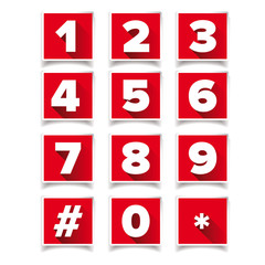 Aufkleber - Number icon set square red
