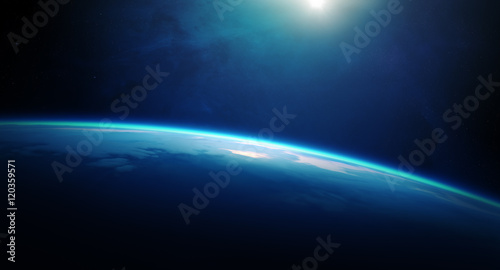 Plakat Planeta Ziemia wschód z kosmosu