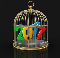 Poster - Gold Cage with 2017. Image with clipping path