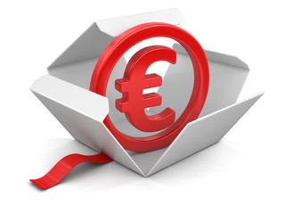 Poster - Open package with euro sign. Image with clipping path