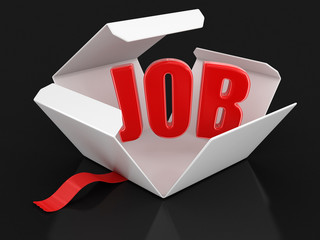 Poster - Open package with job. Image with clipping path