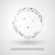 Abstract Cloud Computing and Global Network Connections Concept Design with Transparent Geometric Mesh, Wireframe Ring - Illustration in Editable Vector Format