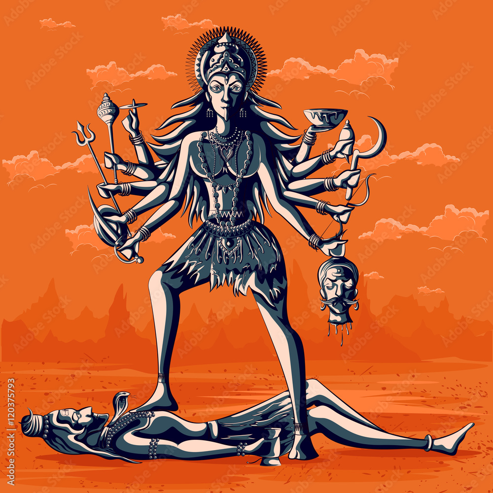 Photo & Art Print Indian Goddess Kali with Shiva | EuroPosters