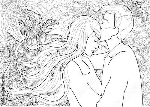 Vector Beautiful Young Couple In Love Boy Kissing A Girl On The Forehead The Girl Blossoms Like A Flower By His Love Stock Vector Adobe Stock Vector Beautiful Young Couple In Love Boy Kissing A Girl On The Forehead The Girl Blossoms Like A Flower By His Love Stock Vector Adobe Stock