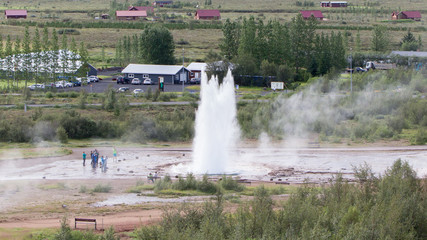 Wall Mural - Impressive eruption of the biggest active geysir, Strokkur, with