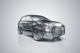 Transparentes, durchsichtiges Auto: 3D-Illustration