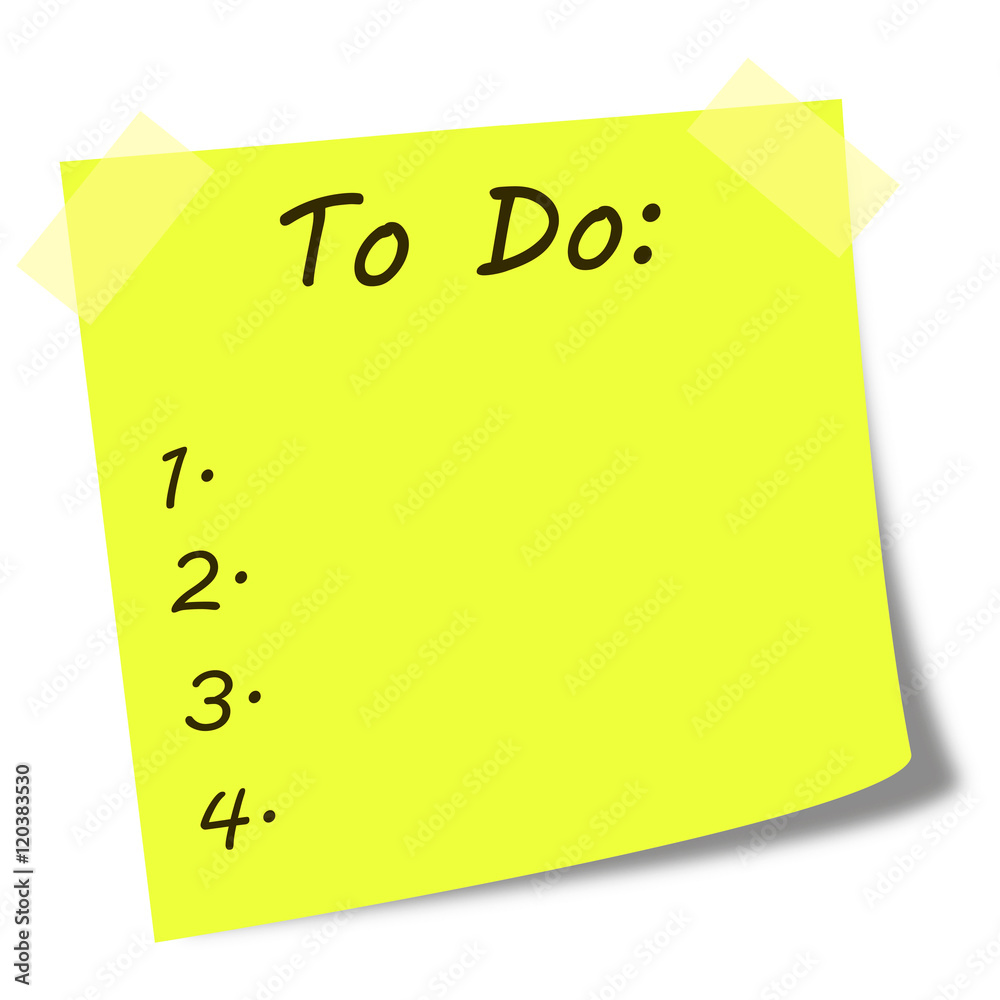 to do list written on yellow post it illustration - duties list concept