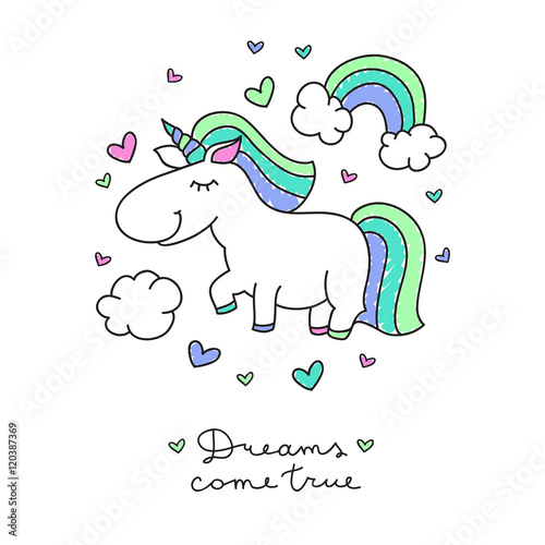rysunkowy-jednorozec-tecza-i-napis-dreams-come-true-na-bialym-tle