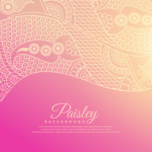 Pink Background With Henna Paisley Background