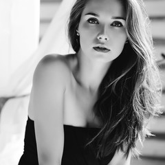 Beautiful woman black and white image 