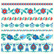 Set of floral borders in folk style
