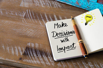Wall Mural - written text make decisions with impact