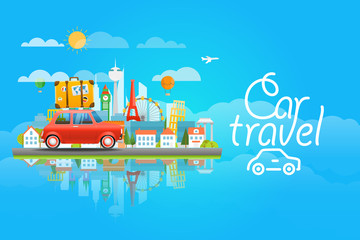 Poster - Dirrefent world famous sights. Modern cityscape Vector travel il