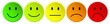 row of colorful vector rating smiley buttons / Reihe  Bewertung Kritik Smilie vektor Symbole bunt 