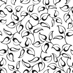 Fotofirana vector seamless black and white floral pattern with leaves.