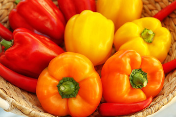 Wall Mural - Fresh peppers in a basket