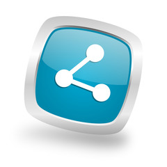 Aufkleber - share square blue glossy chrome silver metallic web icon