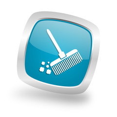 Poster - broom square blue glossy chrome silver metallic web icon