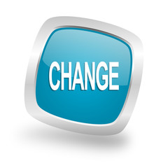 Aufkleber - change square blue glossy chrome silver metallic web icon