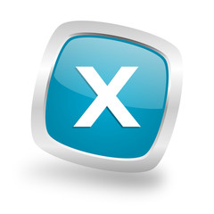 Poster - cancel square blue glossy chrome silver metallic web icon