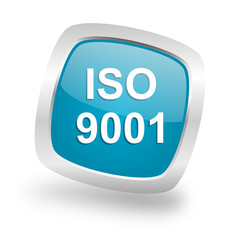 Poster - iso 9001 square blue glossy chrome silver metallic web icon