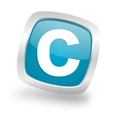 Poster - copyright square blue glossy chrome silver metallic web icon