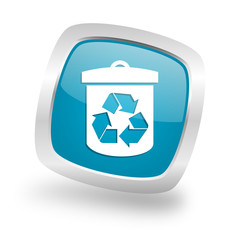 Leinwandbilder - recycle square blue glossy chrome silver metallic web icon