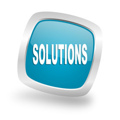 Aufkleber - solutions square blue glossy chrome silver metallic web icon