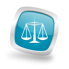 Poster - justice square blue glossy chrome silver metallic web icon