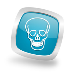 Poster - skull square blue glossy chrome silver metallic web icon