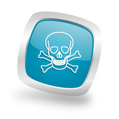 Poster - skull square blue glossy chrome silver metallic web icon