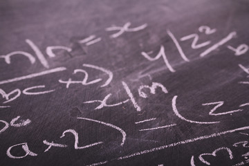 Close up of blackboard with maths equations Vintage Retro Filter