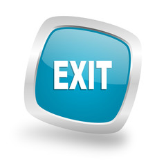 Aufkleber - exit square blue glossy chrome silver metallic web icon