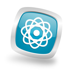 Poster - atom square blue glossy chrome silver metallic web icon
