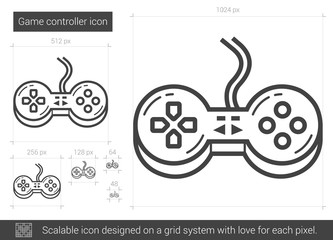 Poster - Game controller line icon.