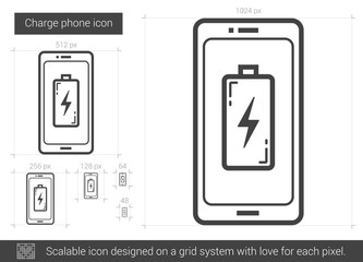 Poster - Charge phone line icon.