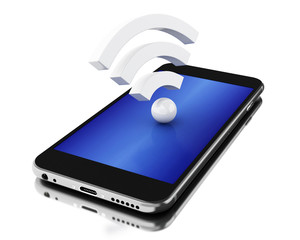 Poster - 3d Smartphone with wifi Icon