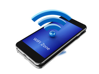 Poster - 3d Smartphone with wifi Icon