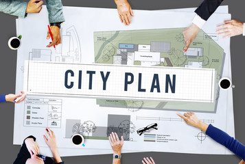 Wall Mural - City Plan Municipality Community Town Management Concept