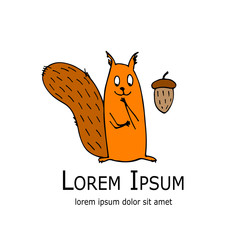 Poster - Funny squirrel with nut for your design