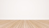 Fototapeta Tęcza - Oak wood floor with white wall